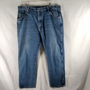 Wrangler Regular Fit Straight Leg Jeans Mens 40x30 Med Blue Wash